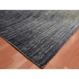 6'1"x12'1" Gray and Black, Pure Wool Hand Knotted, Modern Ombre Design Densely Woven, Wide Runner Oriental Rug FWR450924