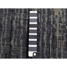 Load image into Gallery viewer, 6&#39;1&quot;x12&#39;1&quot; Gray And Black, Pure Wool Hand Knotted, Modern Ombre Design Densely Woven, Wide Runner Oriental Rug FWR450924