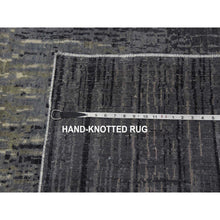 Load image into Gallery viewer, 6&#39;1&quot;x12&#39;1&quot; Gray And Black, Pure Wool Hand Knotted, Modern Ombre Design Densely Woven, Wide Runner Oriental Rug FWR450924
