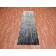 Load image into Gallery viewer, 2&#39;6&quot;x8&#39; Gray And Black, Hand Knotted Modern Ombre Design, Densely Woven Pure Wool, Runner Oriental Rug FWR450942