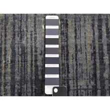 Load image into Gallery viewer, 2&#39;6&quot;x8&#39; Gray And Black, Hand Knotted Modern Ombre Design, Densely Woven Pure Wool, Runner Oriental Rug FWR450942