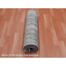 Load image into Gallery viewer, 2&#39;6&quot;x8&#39; Gray And Black, Hand Knotted Modern Ombre Design, Densely Woven Pure Wool, Runner Oriental Rug FWR450942
