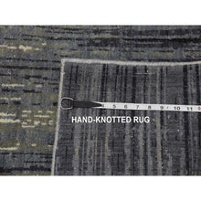 Load image into Gallery viewer, 2&#39;6&quot;x8&#39; Gray And Black, Hand Knotted Modern Ombre Design, Densely Woven Pure Wool, Runner Oriental Rug FWR450942