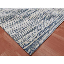 Load image into Gallery viewer, 11&#39;7&quot;x14&#39;10&quot; Blue And Ivory, Modern Striae Design Pure Silk With Textured Wool Hand Knotted Tone On Tone, Oversized Oriental Rug FWR450966