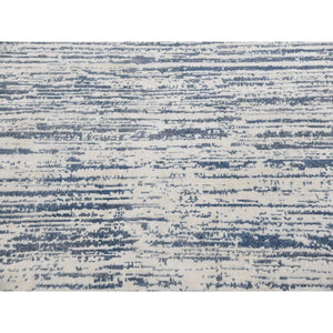 11'7"x14'10" Blue And Ivory, Modern Striae Design Pure Silk With Textured Wool Hand Knotted Tone On Tone, Oversized Oriental Rug FWR450966