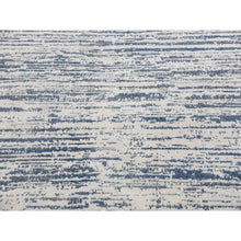 Load image into Gallery viewer, 11&#39;7&quot;x14&#39;10&quot; Blue And Ivory, Modern Striae Design Pure Silk With Textured Wool Hand Knotted Tone On Tone, Oversized Oriental Rug FWR450966
