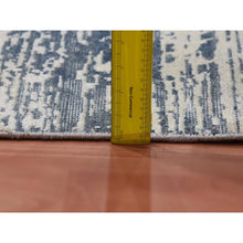 Load image into Gallery viewer, 11&#39;7&quot;x14&#39;10&quot; Blue And Ivory, Modern Striae Design Pure Silk With Textured Wool Hand Knotted Tone On Tone, Oversized Oriental Rug FWR450966
