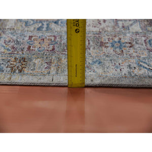 9'x12' Stone Washed, Hand Knotted Caucasian Gul Motifs, Zero Pile With Distinct Abrash, Distressed And Sheared Down Pure Wool, Oriental Rug FWR450990