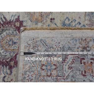9'x12' Stone Washed, Hand Knotted Caucasian Gul Motifs, Zero Pile With Distinct Abrash, Distressed And Sheared Down Pure Wool, Oriental Rug FWR450990