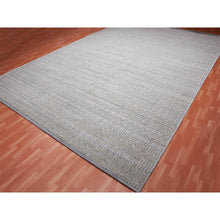 Load image into Gallery viewer, 14&#39;x20&#39;4&quot; Silver Gray, Pure Silk And Textured Wool Hand Knotted, Modern Tone On Tone Repetitive Design, Oversized Oriental Rug FWR451038