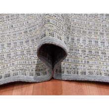 Load image into Gallery viewer, 14&#39;x20&#39;4&quot; Silver Gray, Pure Silk And Textured Wool Hand Knotted, Modern Tone On Tone Repetitive Design, Oversized Oriental Rug FWR451038
