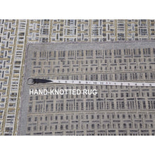 Load image into Gallery viewer, 14&#39;x20&#39;4&quot; Silver Gray, Pure Silk And Textured Wool Hand Knotted, Modern Tone On Tone Repetitive Design, Oversized Oriental Rug FWR451038