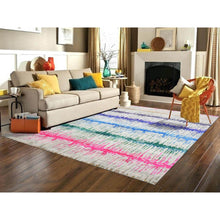 Load image into Gallery viewer, 9&#39;1&quot;x12&#39; Ivory, THE CARDIAC, Sari Silk with Textured Wool Hand Knotted, Oriental Rug FWR451044