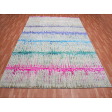 Load image into Gallery viewer, 9&#39;1&quot;x12&#39; Ivory, THE CARDIAC, Sari Silk with Textured Wool Hand Knotted, Oriental Rug FWR451044