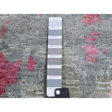 Load image into Gallery viewer, 9&#39;x12&#39;1&quot; Stone Gray With Pop Of Colors, Pure Silk And Textured Wool Hand Knotted, Eclectic Design, Oriental Rug FWR451056