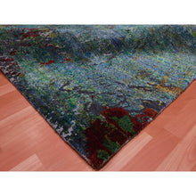 Load image into Gallery viewer, 8&#39;x9&#39;10&quot; Aqua Marine Oceanic Design, Hand Knotted Sari Silk &amp; Textured Wool, Oriental Rug FWR451062