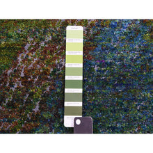 Load image into Gallery viewer, 8&#39;x9&#39;10&quot; Aqua Marine Oceanic Design, Hand Knotted Sari Silk &amp; Textured Wool, Oriental Rug FWR451062