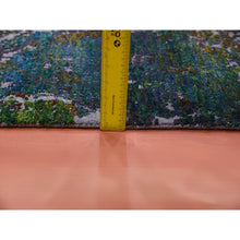 Load image into Gallery viewer, 8&#39;x9&#39;10&quot; Aqua Marine Oceanic Design, Hand Knotted Sari Silk &amp; Textured Wool, Oriental Rug FWR451062