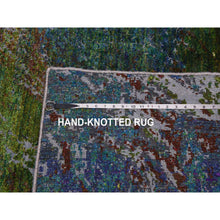 Load image into Gallery viewer, 8&#39;x9&#39;10&quot; Aqua Marine Oceanic Design, Hand Knotted Sari Silk &amp; Textured Wool, Oriental Rug FWR451062