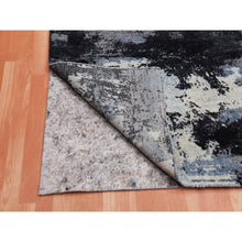 Load image into Gallery viewer, 7&#39;10&quot;x9&#39;10&quot; Black And Gray, Modern Abstract Design, Pure Wool Hand Knotted, Oriental Rug FWR451068