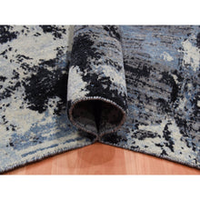 Load image into Gallery viewer, 7&#39;10&quot;x9&#39;10&quot; Black And Gray, Modern Abstract Design, Pure Wool Hand Knotted, Oriental Rug FWR451068