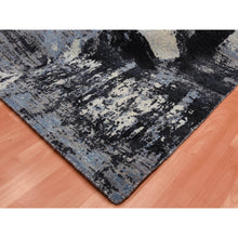Load image into Gallery viewer, 7&#39;10&quot;x9&#39;10&quot; Black And Gray, Modern Abstract Design, Pure Wool Hand Knotted, Oriental Rug FWR451068
