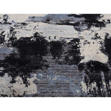 Load image into Gallery viewer, 7&#39;10&quot;x9&#39;10&quot; Black And Gray, Modern Abstract Design, Pure Wool Hand Knotted, Oriental Rug FWR451068