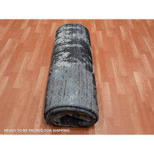 Load image into Gallery viewer, 7&#39;10&quot;x9&#39;10&quot; Black And Gray, Modern Abstract Design, Pure Wool Hand Knotted, Oriental Rug FWR451068
