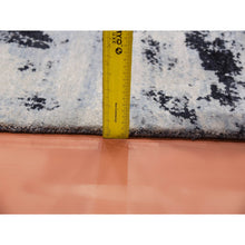 Load image into Gallery viewer, 7&#39;10&quot;x9&#39;10&quot; Black And Gray, Modern Abstract Design, Pure Wool Hand Knotted, Oriental Rug FWR451068