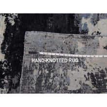 Load image into Gallery viewer, 7&#39;10&quot;x9&#39;10&quot; Black And Gray, Modern Abstract Design, Pure Wool Hand Knotted, Oriental Rug FWR451068