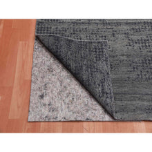 Load image into Gallery viewer, 8&#39;x10&#39;1&quot; Black And Gray, Modern Design Zero Pile, Pure Silk Hand Knotted, Oriental Rug FWR451074