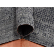 Load image into Gallery viewer, 8&#39;x10&#39;1&quot; Black And Gray, Modern Design Zero Pile, Pure Silk Hand Knotted, Oriental Rug FWR451074