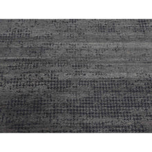 Load image into Gallery viewer, 8&#39;x10&#39;1&quot; Black And Gray, Modern Design Zero Pile, Pure Silk Hand Knotted, Oriental Rug FWR451074