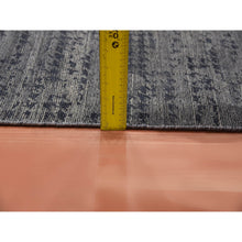 Load image into Gallery viewer, 8&#39;x10&#39;1&quot; Black And Gray, Modern Design Zero Pile, Pure Silk Hand Knotted, Oriental Rug FWR451074