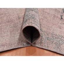 Load image into Gallery viewer, 8&#39;9&quot;x12&#39;2&quot; Pink And Gray, Hand Knotted Erased Persian Design, Zero Pile Pure Silk, Oriental Rug FWR451080