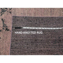 Load image into Gallery viewer, 8&#39;9&quot;x12&#39;2&quot; Pink And Gray, Hand Knotted Erased Persian Design, Zero Pile Pure Silk, Oriental Rug FWR451080