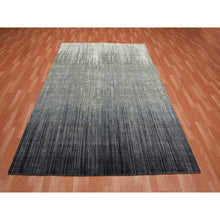 Load image into Gallery viewer, 6&#39;1&quot;x9&#39;2&quot; Gray And Black, Modern Ombre Design Densely Woven, Pure Wool Hand Knotted, Oriental Rug FWR451092