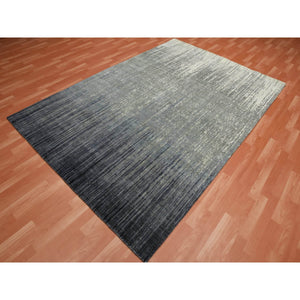 6'1"x9'2" Gray And Black, Modern Ombre Design Densely Woven, Pure Wool Hand Knotted, Oriental Rug FWR451092