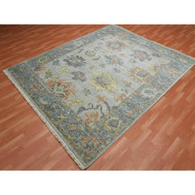 Load image into Gallery viewer, 8&#39;x10&#39; Light Gray, Soft Wool Hand Knotted, Oushak Salt And Pepper Design, Vegetable Dyes Thick And Plush Washed Out, Oriental Rug FWR451116