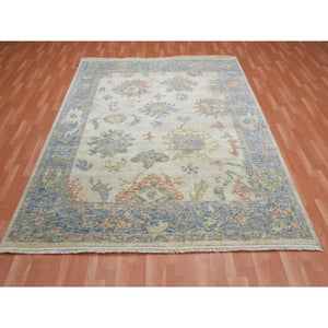 8'x9'9" Colorful, Oushak Salt And Pepper Design Vegetable Dyes Thick And Plush Washed Out, Pure Wool Hand Knotted, Oriental Rug FWR451128