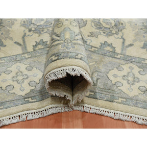 9'1"x12'1" Monochromatic Colors, 100% Pure and Real Silk Hand Knotted, Oushak with Geometric Pattern, Oriental Rug FWR451152