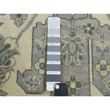 Load image into Gallery viewer, 9&#39;1&quot;x12&#39;1&quot; Monochromatic Colors, 100% Pure and Real Silk Hand Knotted, Oushak with Geometric Pattern, Oriental Rug FWR451152