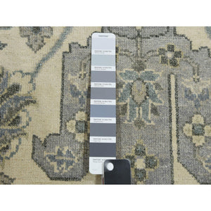 9'1"x12'1" Monochromatic Colors, 100% Pure and Real Silk Hand Knotted, Oushak with Geometric Pattern, Oriental Rug FWR451152