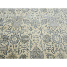 Load image into Gallery viewer, 9&#39;1&quot;x12&#39;1&quot; Monochromatic Colors, 100% Pure and Real Silk Hand Knotted, Oushak with Geometric Pattern, Oriental Rug FWR451152