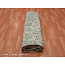 Load image into Gallery viewer, 9&#39;1&quot;x12&#39;1&quot; Monochromatic Colors, 100% Pure and Real Silk Hand Knotted, Oushak with Geometric Pattern, Oriental Rug FWR451152