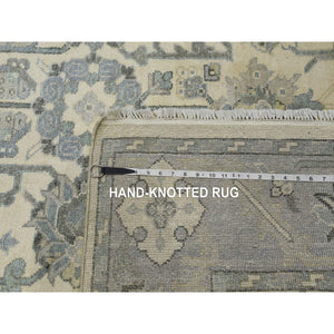 9'1"x12'1" Monochromatic Colors, 100% Pure and Real Silk Hand Knotted, Oushak with Geometric Pattern, Oriental Rug FWR451152