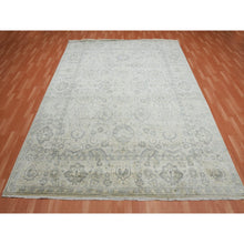 Load image into Gallery viewer, 8&#39;6&quot;x12&#39; Oushak Design With Silver Monochromatic Color Shades And Touches Of Gold, 100% Real And Pure Silk, Washed Out Hand Knotted, Oriental Rug FWR451158