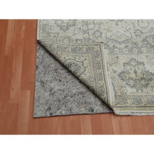 Load image into Gallery viewer, 8&#39;6&quot;x12&#39; Oushak Design With Silver Monochromatic Color Shades And Touches Of Gold, 100% Real And Pure Silk, Washed Out Hand Knotted, Oriental Rug FWR451158
