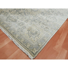 Load image into Gallery viewer, 8&#39;6&quot;x12&#39; Oushak Design With Silver Monochromatic Color Shades And Touches Of Gold, 100% Real And Pure Silk, Washed Out Hand Knotted, Oriental Rug FWR451158