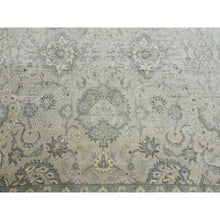 Load image into Gallery viewer, 8&#39;6&quot;x12&#39; Oushak Design With Silver Monochromatic Color Shades And Touches Of Gold, 100% Real And Pure Silk, Washed Out Hand Knotted, Oriental Rug FWR451158